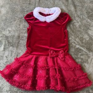 Jona Michelle Red Velvet Dress with White Collar